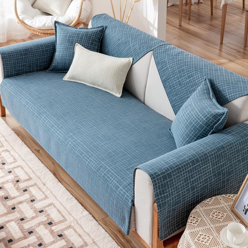 Чехол на диван ткань в скандинавском стиле Ins, универсальный универсальный современный современный простой хлопковый льняной чехол для дивана, универсальный полный чехол для дивана