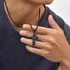 Stylish Stainless Steel Matte Cross Pendant Necklace With Zircon, Waterproof Christian Religious Faith Prayer Jewelry for Men
