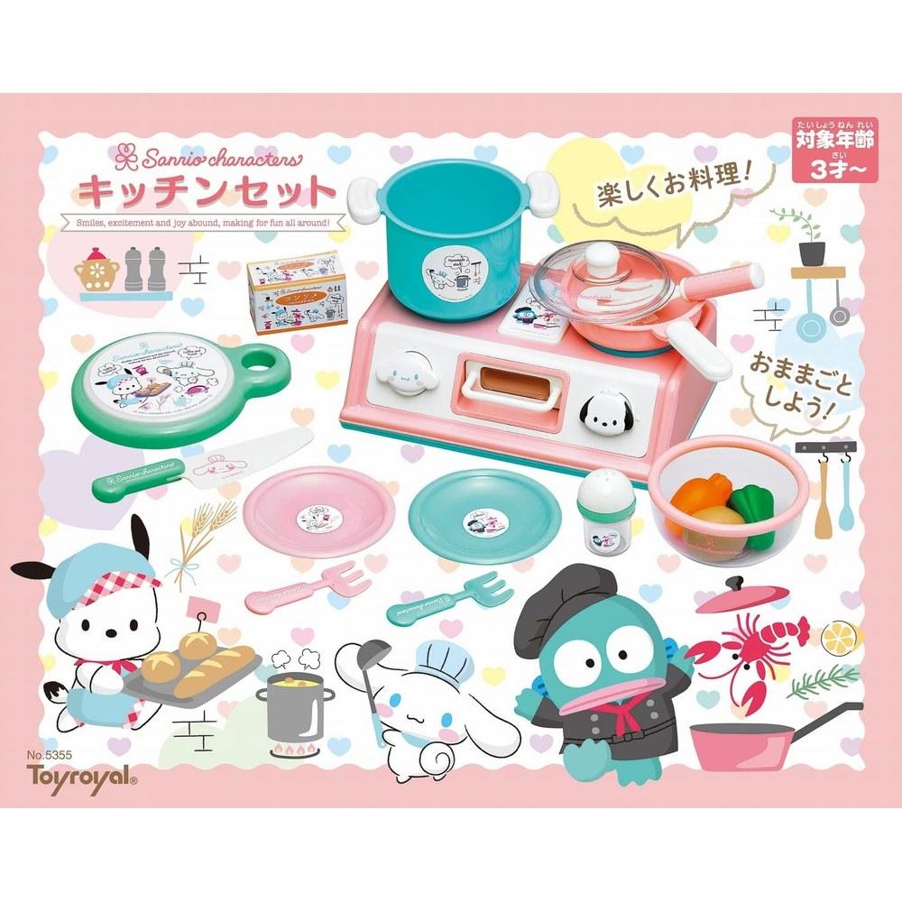 Toyroyal Персонажи Sanrio Кухонный набор Игровая кухня Ролевая игра Кухонная утварь Еда Овощи Мелкие предметы Синнаморолл Корица Почакко Хангёдон