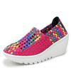 Мода 2025 Весна Женские Плетеные Спортивные Туфли на Танкетке Женские Повседневные Дышащие С Толстой Подошвой Спортивные Туфли для Ходьбы Zapatos De Mujer