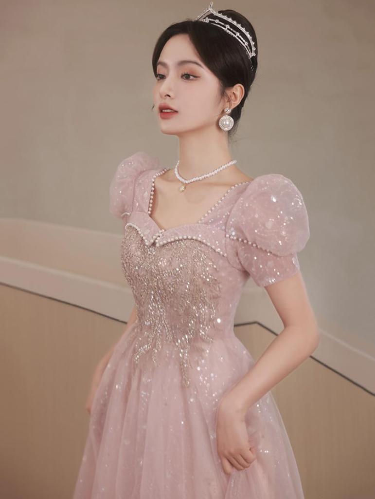 Цветное Свадебное Свадебное Длинное Платье для Коктейльной Вечеринки Большого Размера [Namie] Платье, Платье, Концерты, Платье, Невеста, Платье, Свадьба, Сольный Концерт, (М, Розовый)