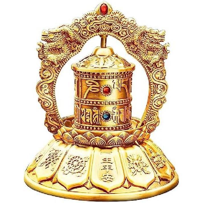 Буддийское солнечное вращающееся молитвенное колесо, Бесшумное тибетское молитвенное колесо - Ом Мани Падме Хум, Настольные украшения, орнаменты для