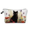 Black cat printed cosmetic bag, daily travel nail polish storage bag, lipstick skin care product clutch bag