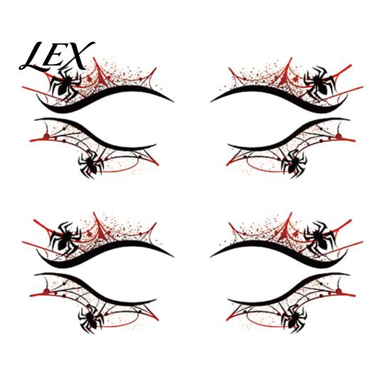 Removable Face Tattoo Stickers 2 Pairs Halloween Eye Stickers, Waterproof Temporary Decals with Costume Accessories Pumpkin Bat Spider Web, Easy Apply