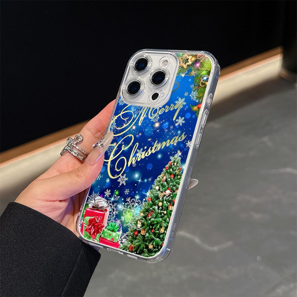 Ae109 С Новым годом, Рождеством Христовым, художественные прозрачные чехлы Magsafe для Samsung S23 S24 Ultra S21 iPhone 16 Pro Max, магнитная беспроводная зарядка, задняя крышка