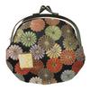 Senshishuin Nishijin Brocade Clasp Round Purse Chrysanthemum In Full 3.5-inch Wallet/Coin (Lined) (Black Bloom)
