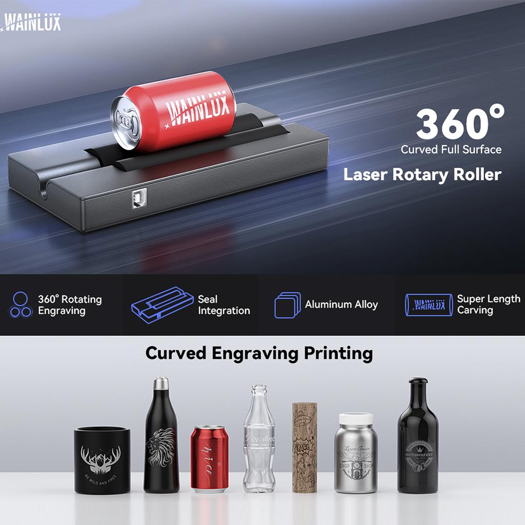 WAINLUX Rotary Rollor for 390mm Objects Engraving Diameter for Laser Engraving Cylindrical Objects