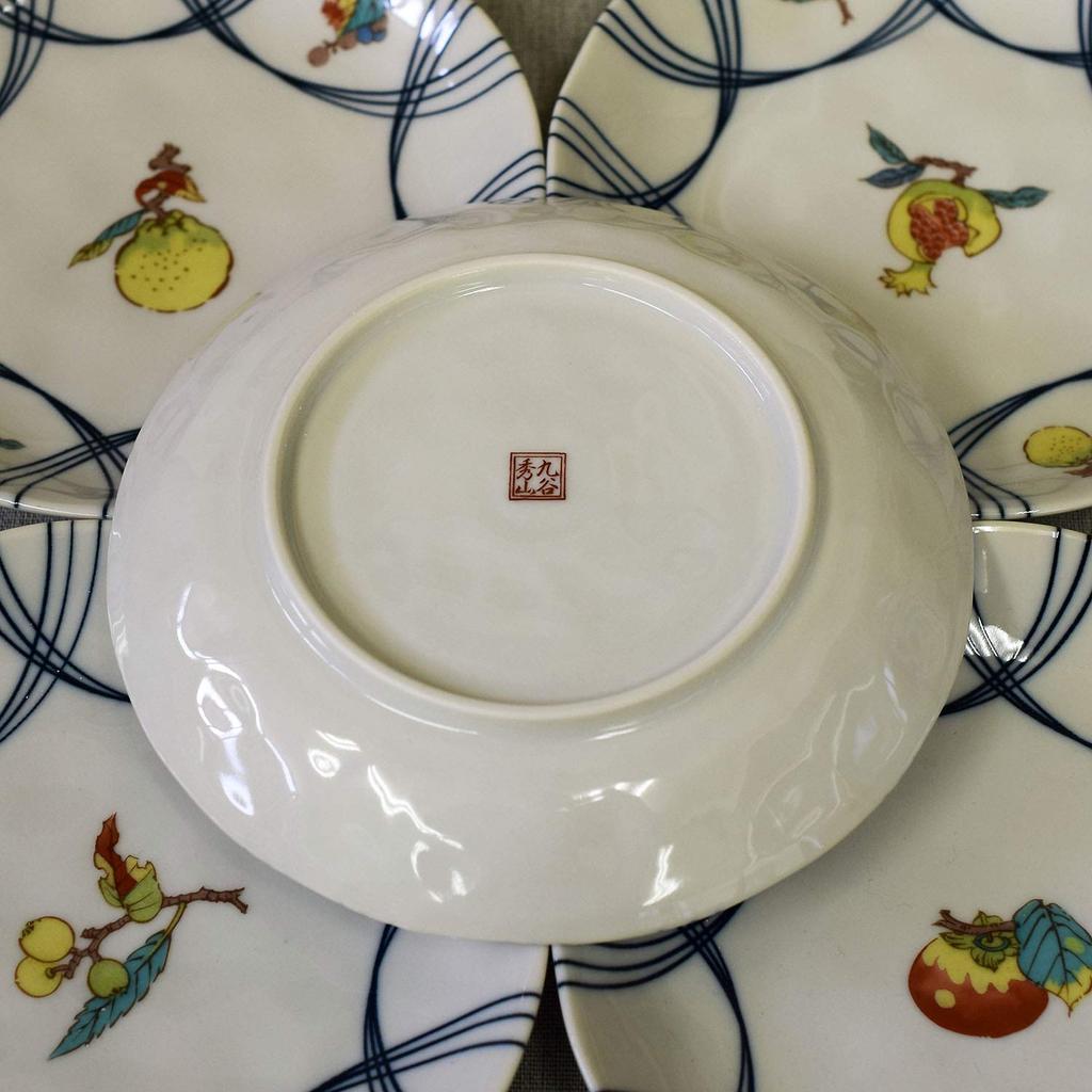 Тарелка стильная Кутани небольшой набор фруктов японская сервировка сделано в Японии набор, столовые приборы, посуда, тарелки, 5, узор, керамика, столовые приборы, тарелка,