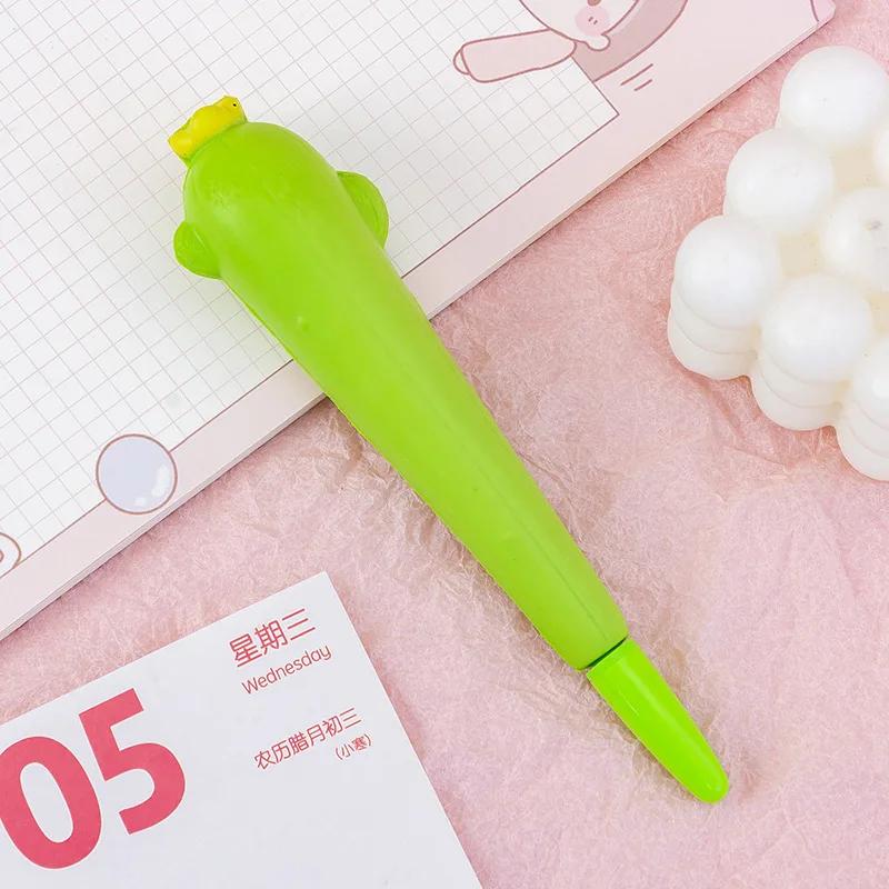 1Pc Cute Cartoon Fruit Animal Decompression Gel Pen Creative Fun Kid Soft Elastic Pinch Pen Student Stationery School Supplies