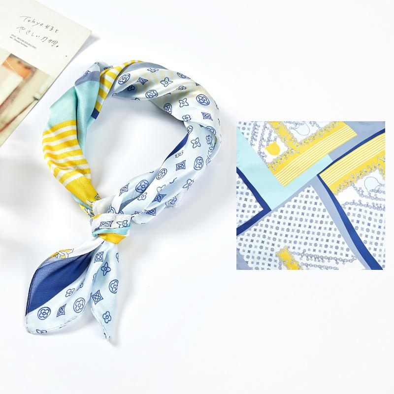 Маленький квадратный шарф, женский весенний новый шелковый атласный шелковый шарф с принтом, шаль на шею, подарок, мода