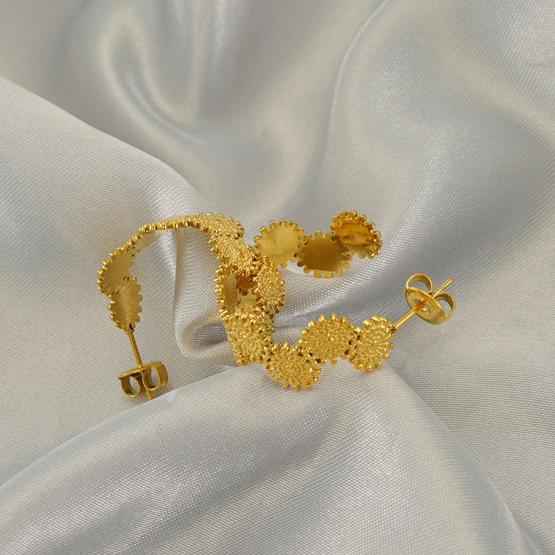 Серьги из нержавеющей стали с геометрическим точечным дизайном, стильные, винтажные, простые, из титановой стали с 18-каратным покрытием