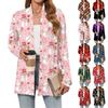 Women's Christmas Printed Lightweight Cardigan Long Sleeved Casual Loose Thin Fit With Pockets Cardigan Jacket
