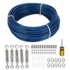 100ft Blue Plastic Coated Steel Wire Rope Turnbuckle Tensioner Kit 3mm Wire Trellis Kit for Outdoor