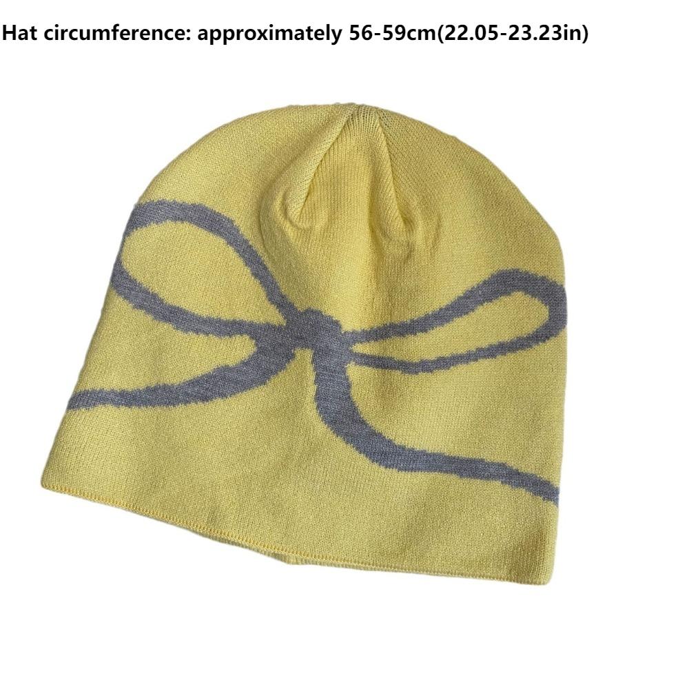 Revealing Face Small Winter Warm Hats Bow Pattern Knitted Beanies Y2k Warm Thick Hats Autumn