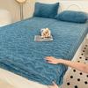 Thickened Fitted Sheet Warm Bedsheet with Elastic Band Soft Bed Cover for Home Solid Color Bed Linen (No Pillowcase)