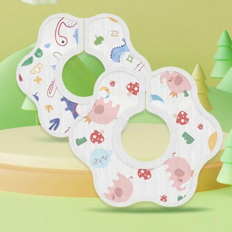 Упаковка из 10 одноразовых слюнявчиков, детское полотенце для слюны, водонепроницаемая марля от срыгивания с поворотом на 360 градусов, шарф для шеи новорожденного