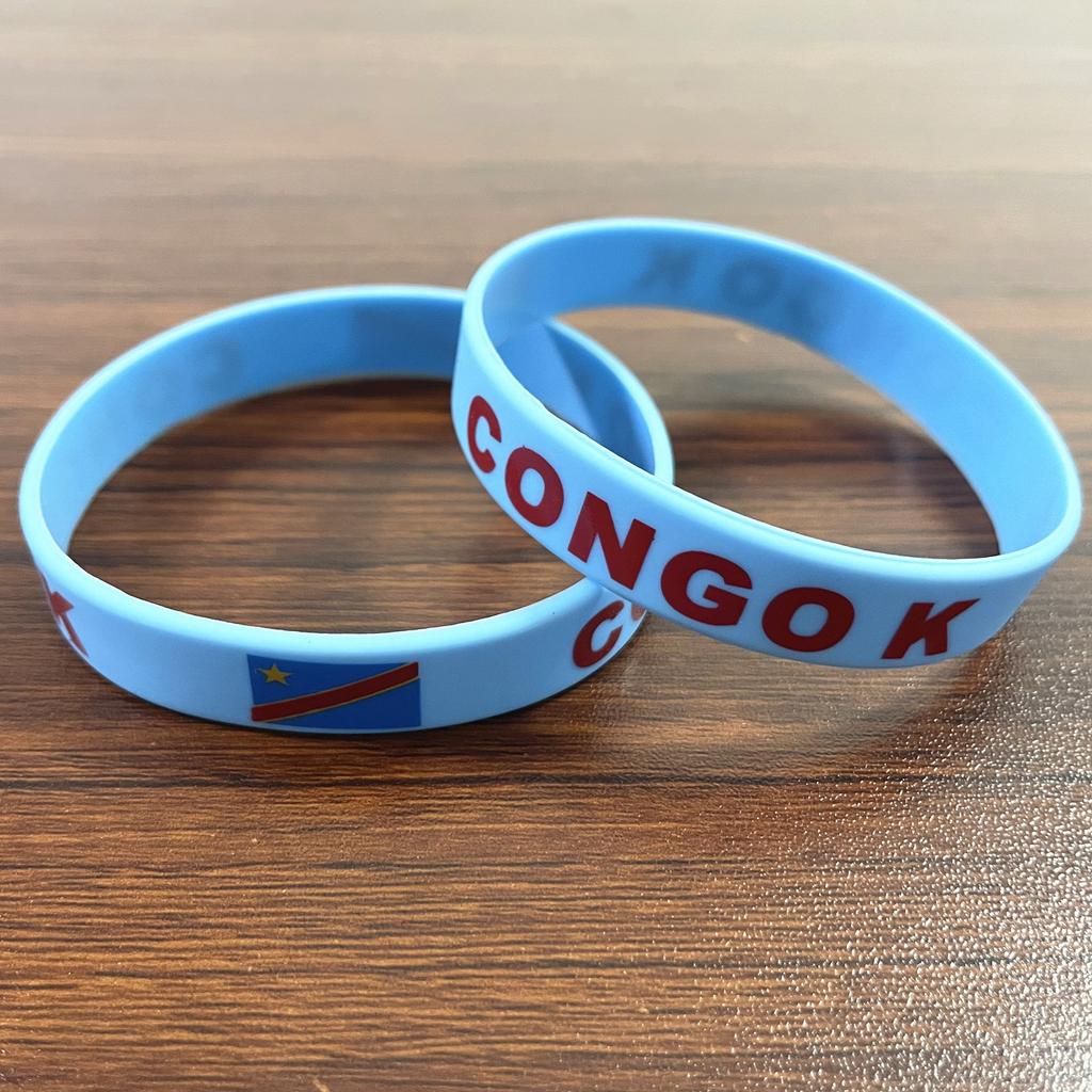 2 шт., силиконовые браслеты с флагом Конго, браслеты для спортивных игр, национальные флаги, ремешок на запястье для мужчин и женщин, мотивационная резинка, модные аксессуары, подарки
