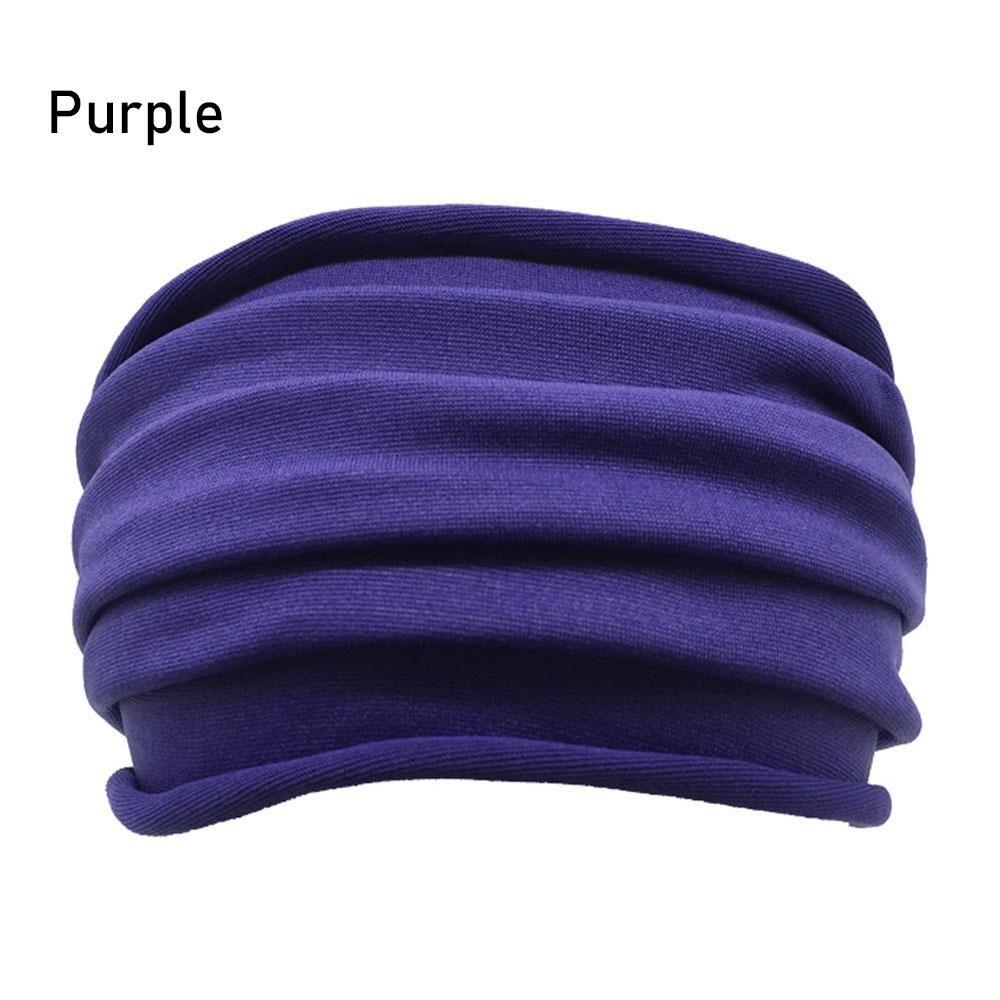 Nonslip Elastic Fold Yoga Hairband Stretch Hair Band Turban Running Headwrap Wide Sports Headband