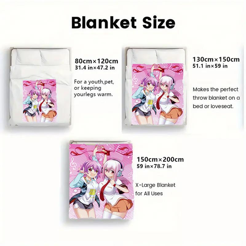 Super Sonico 2D Flat Pattern Flannel Blanket High quality All Seasons Warmth and Comfort Perfect for Christmas Gifts.DMT0925237