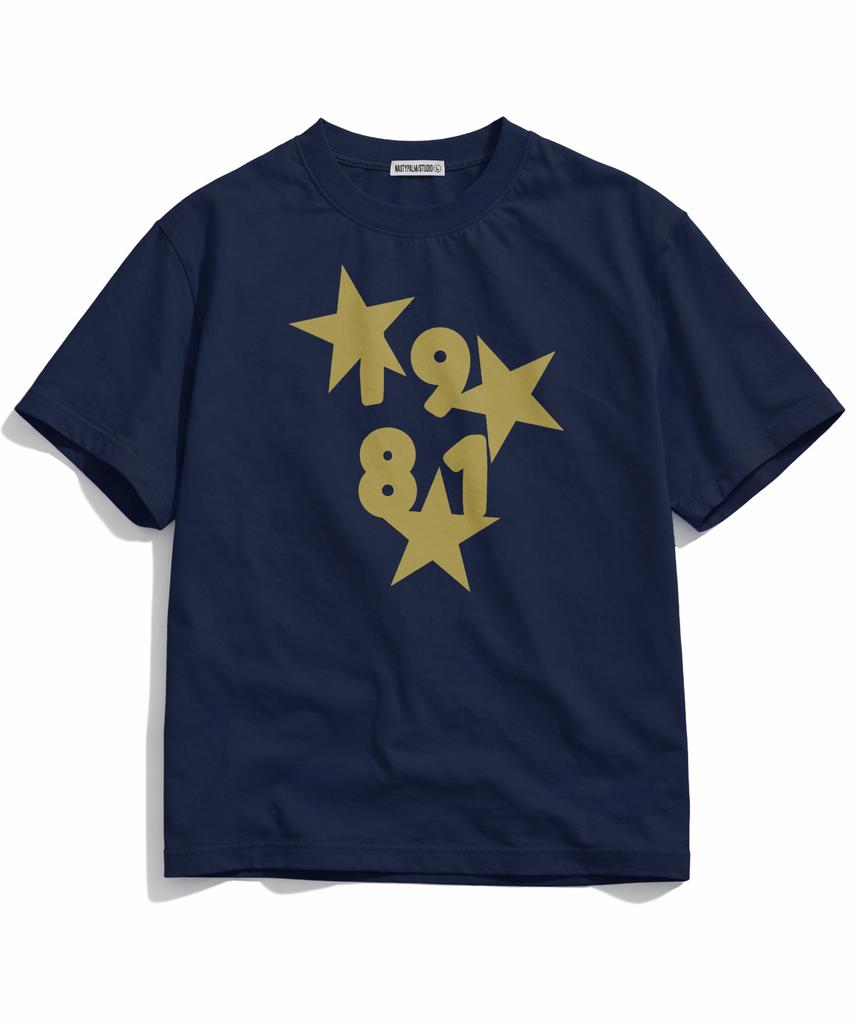 NP STUDIO 1981 Star Oversized Short Sleeve T-Shirt [ Navy ]