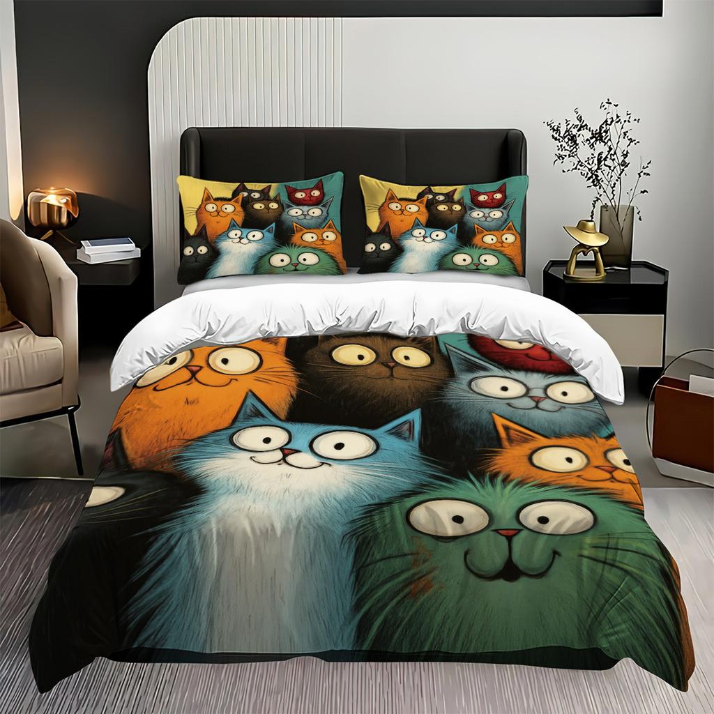 Home Textiles Cartoon Cat Children's Bedding Kit Skin-friendly Grinding Student Dormitory Three-piece Set No Sheets