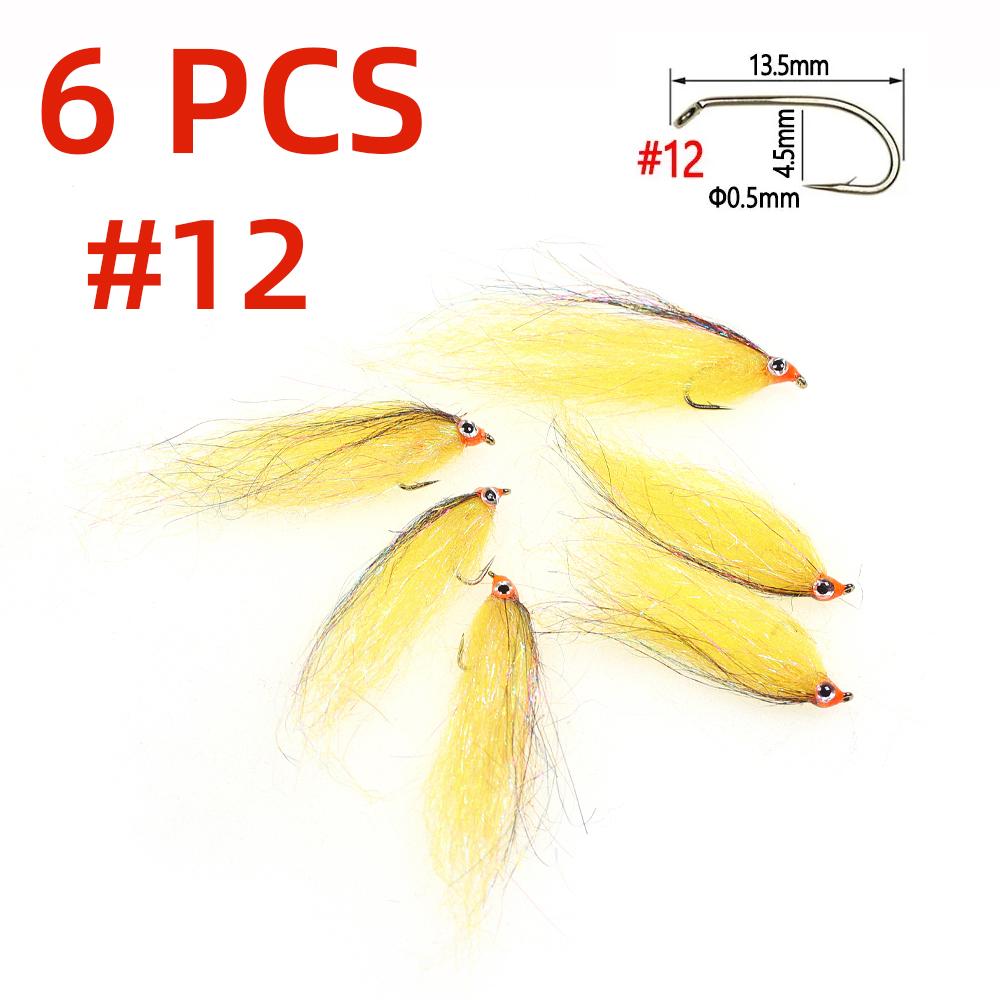 6 шт. раненый ледяной даб Minnow Fly EP шелковистое волокно наживка стример муха