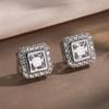 Fashion Sugar Cube Geometric Stud Earrings for Women Full Inlay Zircon Piercing Earring Engagement Wedding Jewelry