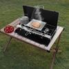 Газовая походная плита с 3 конфорками, портативная кухонная плита, регулируемый ветрозащитный экран, 4,5 кВт для кемпинга, барбекю, вечеринок, пикников