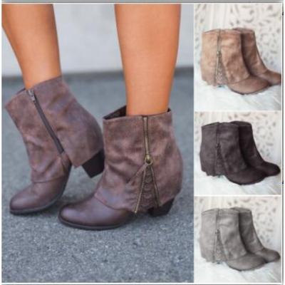 Осенне-зимние женские короткие ботинки на высоком толстом каблуке 40-43 женская обувь женские ботинки