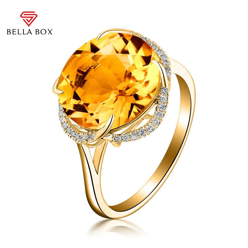 BELLA BOX New Temperament Yellow Zircon Round Pendant Fine Jewelry Sets For Wedding Engagement