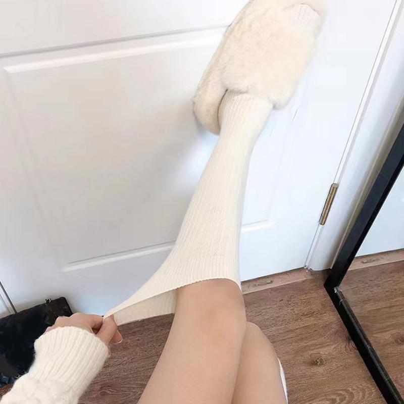 Женские повседневные осенне-зимние носки Harajuku Lolita, вязаные длинные носки, однотонные чулки, носки до щиколотки