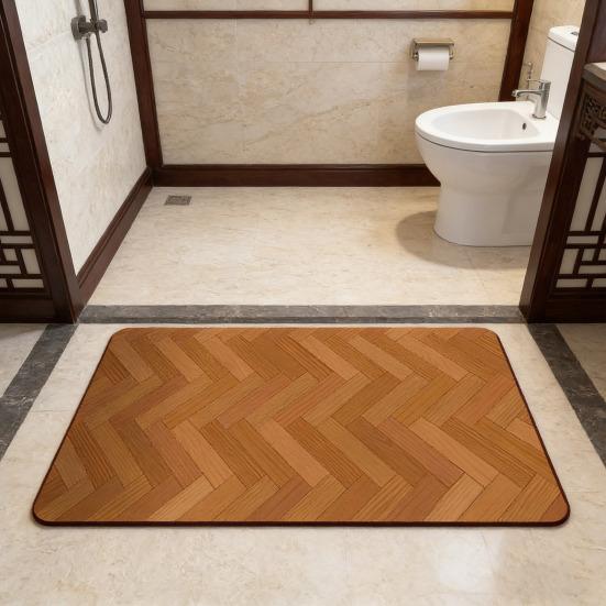Коврик для пола с текстурой дерева Диатомовая земля Абсорбирующий коврик для ванной Современный Быстросохнущий Нескользящий Коврик для ванной для душа Кухни Прихожей