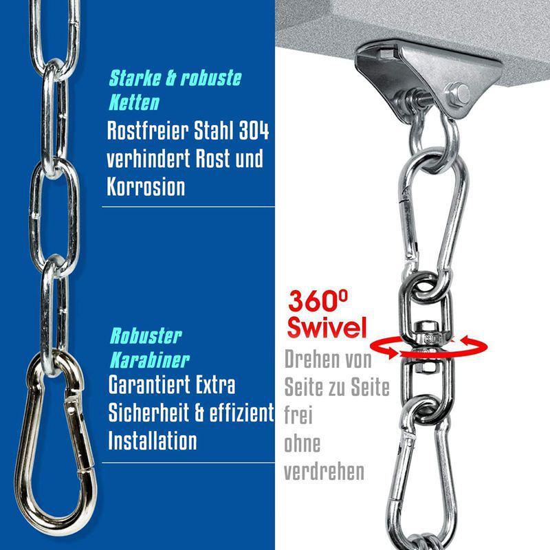 Цепь для подвесного кресла-мешка: 304 Черная нержавеющая сталь, Вращающийся крюк против запутывания.
