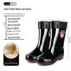 Men's Black PVC Rainproof Work Boots with Velvet Lining