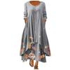 Women's Casual Fashion Printed Long-sleeved O-neck Loose Dress