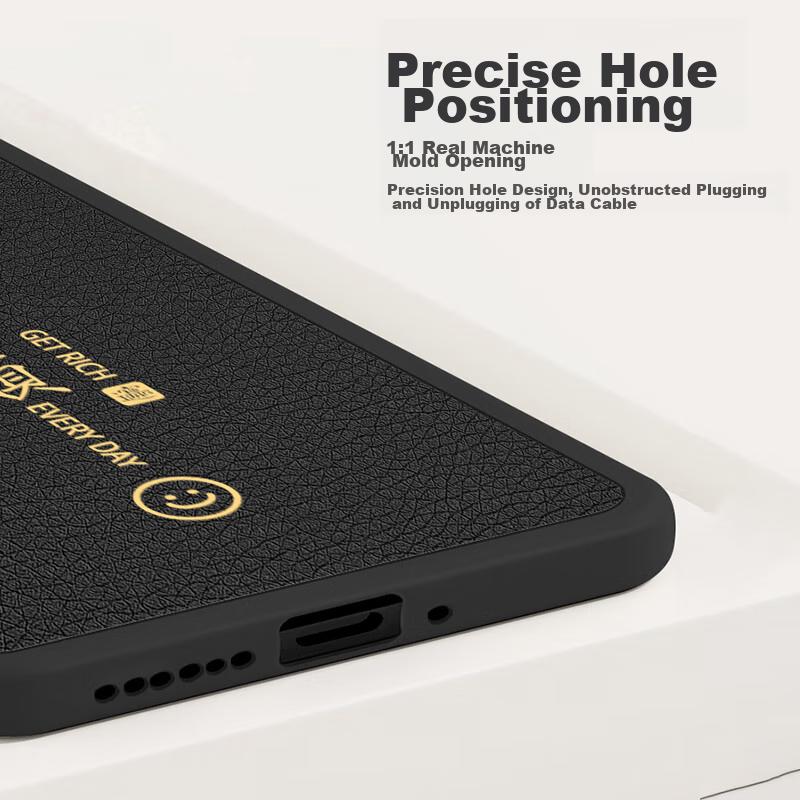 Phone Case for Honor X50, for X50/X50GT, Full Protection Ultra-Thin Leather Texture Shockproof Soft Case, New Year Creative Trend, Elegant Black
