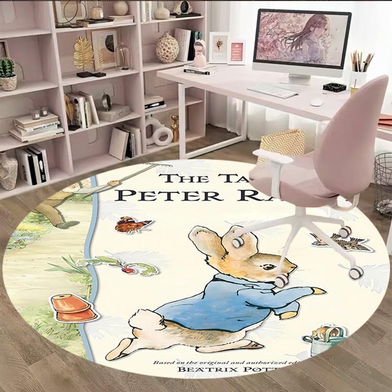 1pc Peter Rabbit1 Print Round Carpet Chair Round Carpet Suitable for Bedroom Living Room Home Decorative Carpet