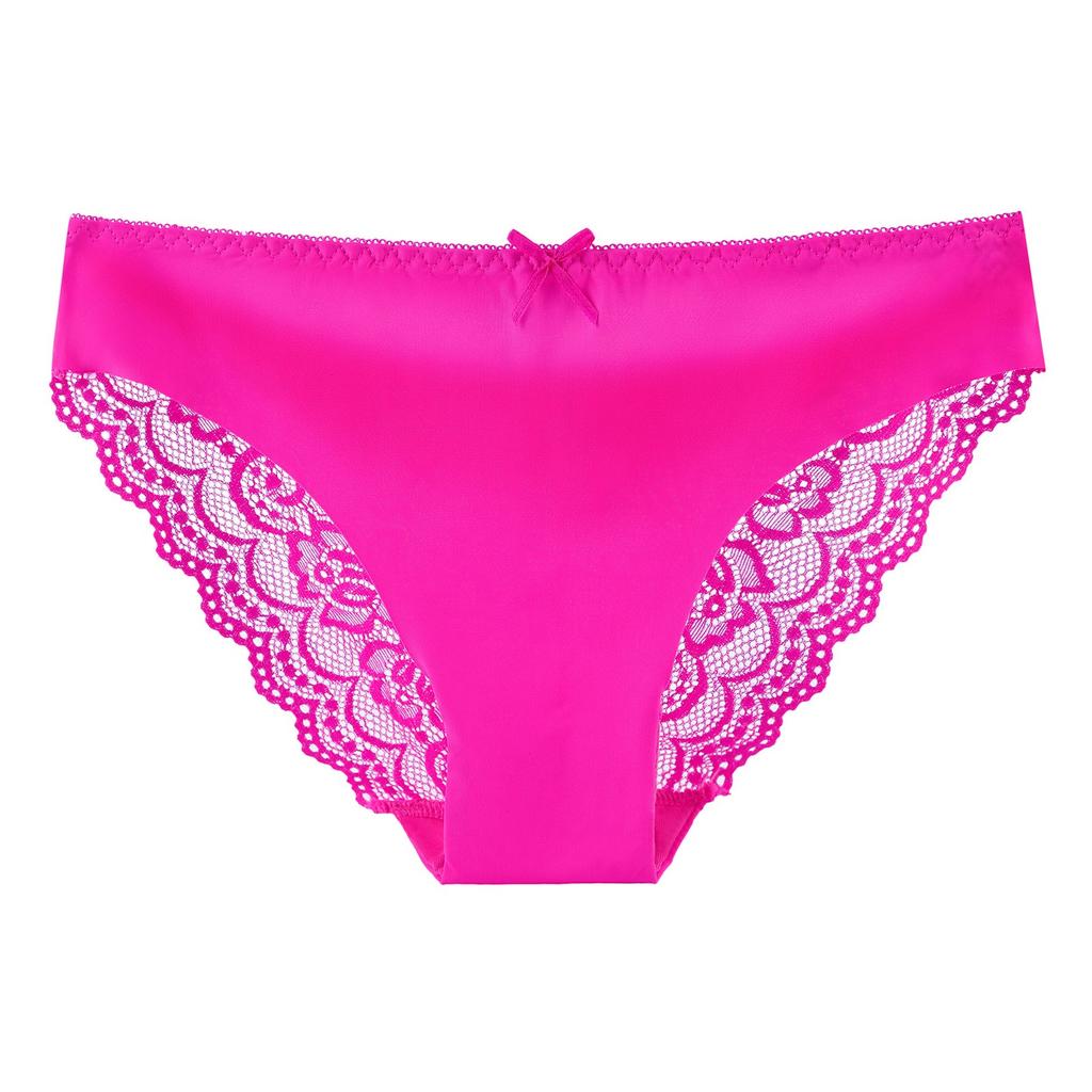 Women's Solid Color Lace Sexy Low Waist Seamless Breathable Bow Panties