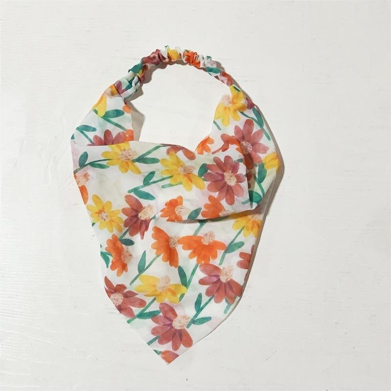Элегантный принт Цветочный треугольный платок повязка на голову модный шифоновый тюрбан повязка на голову бандана для девочек и женщин аксессуары для волос