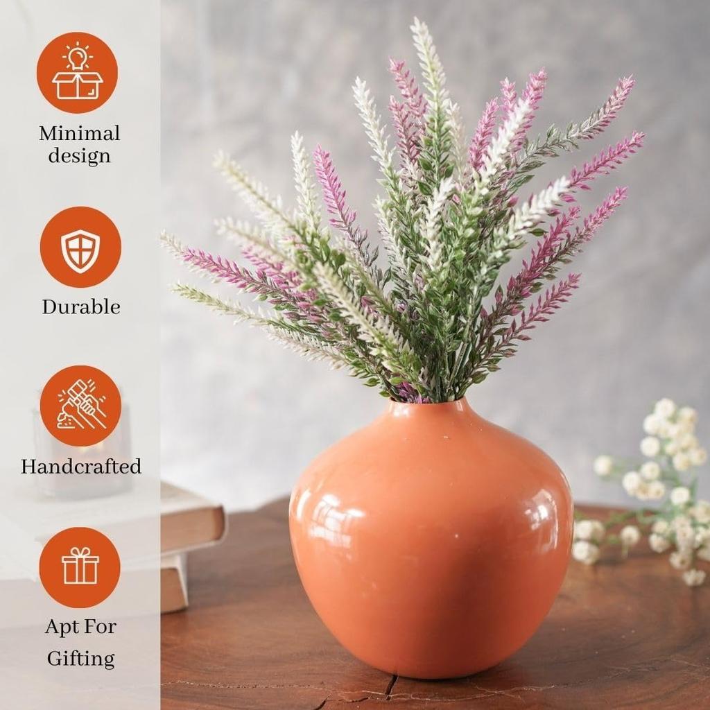Оранжевая металлическая ваза для цветов, Metal Flower Vase (Orange, Small),  Behoma