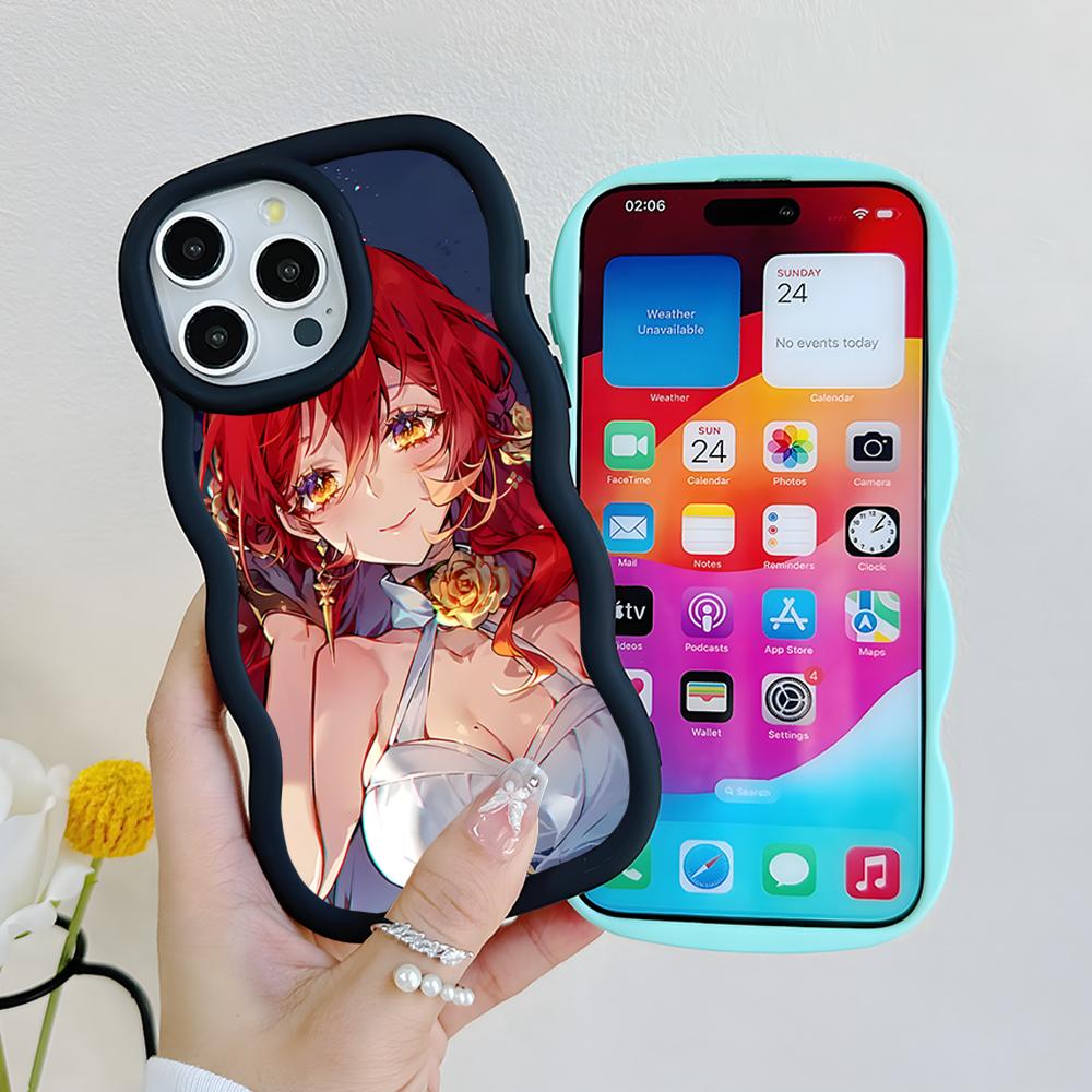 HSR Himeko Чехол для мобильного телефона из ТПУ с волнистым краем для iPhone 17 16 15 14 13 12 11 Air Pro Max Plus Цветная крышка