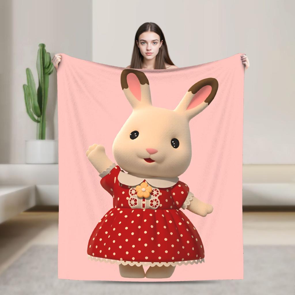 Милые мягкие теплые одеяла Sylvanian Families Плюшевое одеяло для кемпинга Забавное фланелевое покрывало для спальни Чехол для дивана-кровати