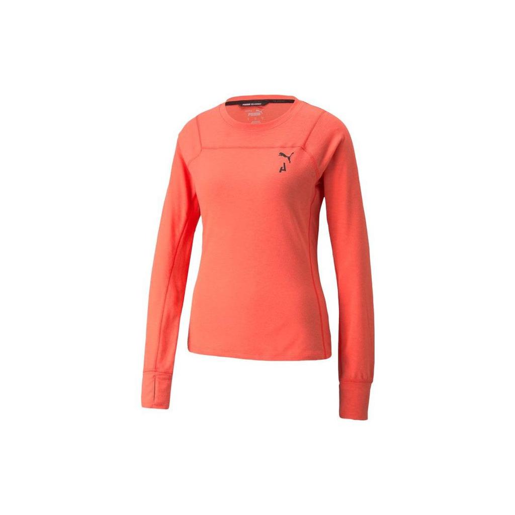 Puma Футболка Seasons High-End Outdoor Series с логотипом, круглым вырезом и длинным рукавом, женские топы, оранжевого цвета 522576-35