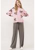 2025 Autumn New Women's Bow Print Loose Knit Sweater - Long Sleeve Sweet Style