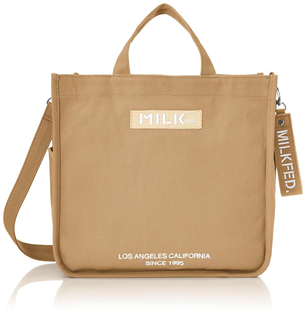 Milkfed Embroidered Bar Shoulder Bag with Strap Beige Women's (103213053010),