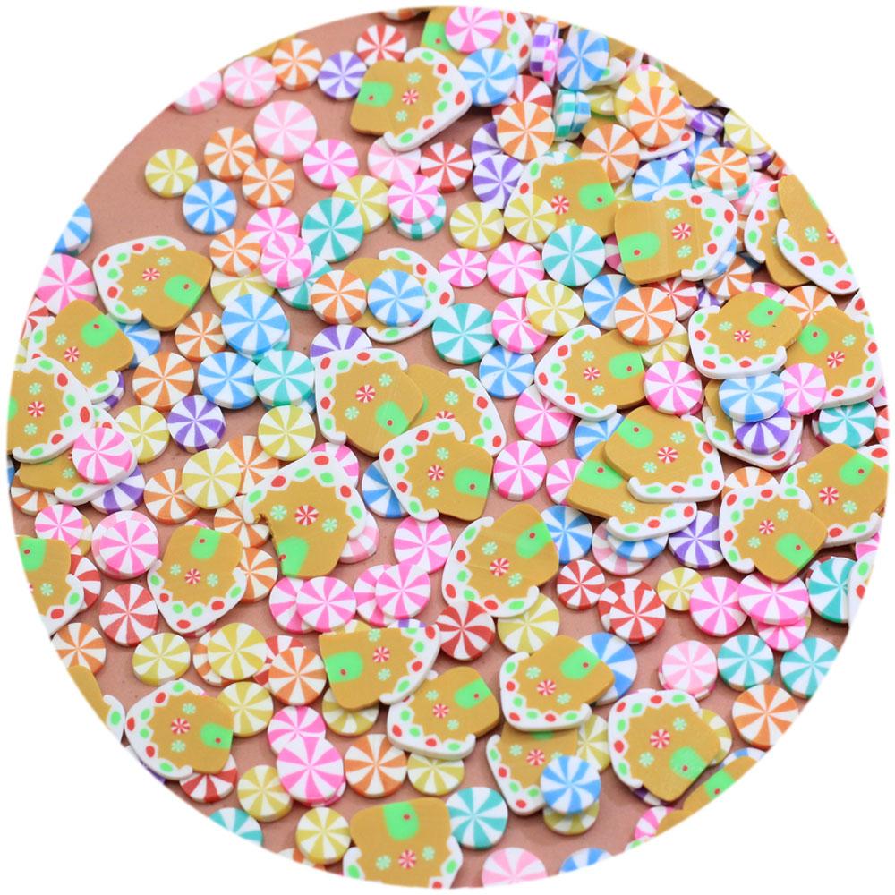 Christmas House Mint Candy Polymer Clay Slices Mixed Sprinkles for Slime Decoration DIY Crafts