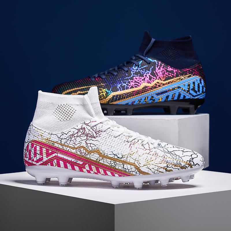 Мужские футбольные бутсы из искусственной травы с длинными шипами, спортивные кроссовки на открытом воздухе для футбола, оригинальные футбольные бутсы для футзала для детей