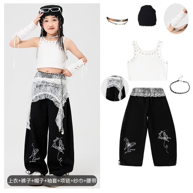 Girls Hip Hop Dance Set Kids Jazz Performance Outfit Streetwear Stage Show Costume