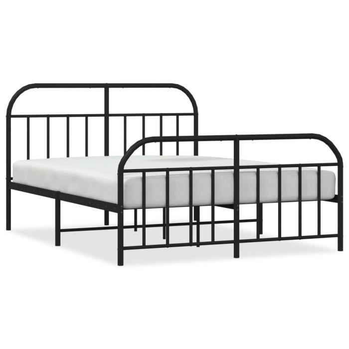 VidaXL Metal Bed Frame with Headboard-Footboard Black 135x190 Cm 353652