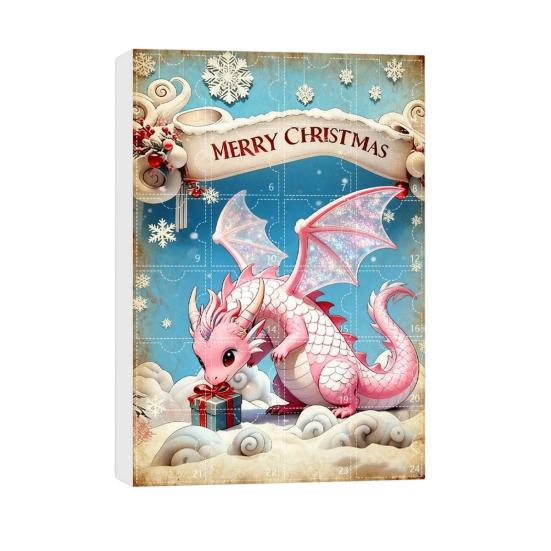 Christmas Countdown Calendar Advent Box 24-Day Mini Cute Flying Dragon Ornament Multifunctional Holiday Decoration for Kids Family Home Car